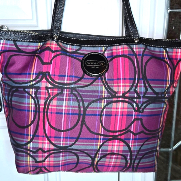 Coach Handbags - Coach Poppy Tartan Plaid Glamour Glitter Tote